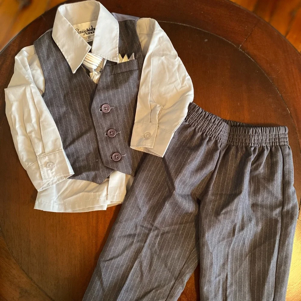 Gray Pinstripe Suit Size 9 months